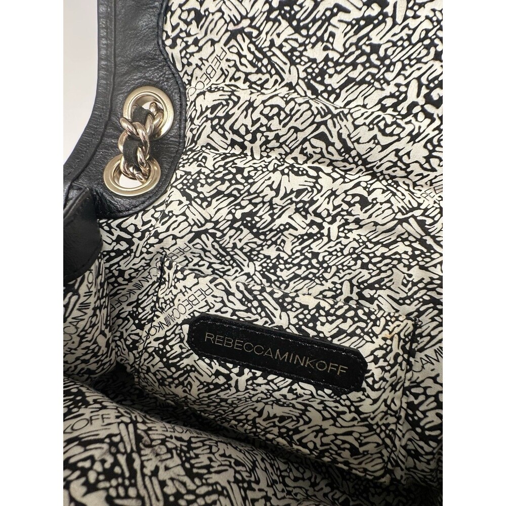 Rebecca Minkoff Womens Black Mini Affair Quilted Studded Leather Gold Chain Bag - Picture 11 of 12